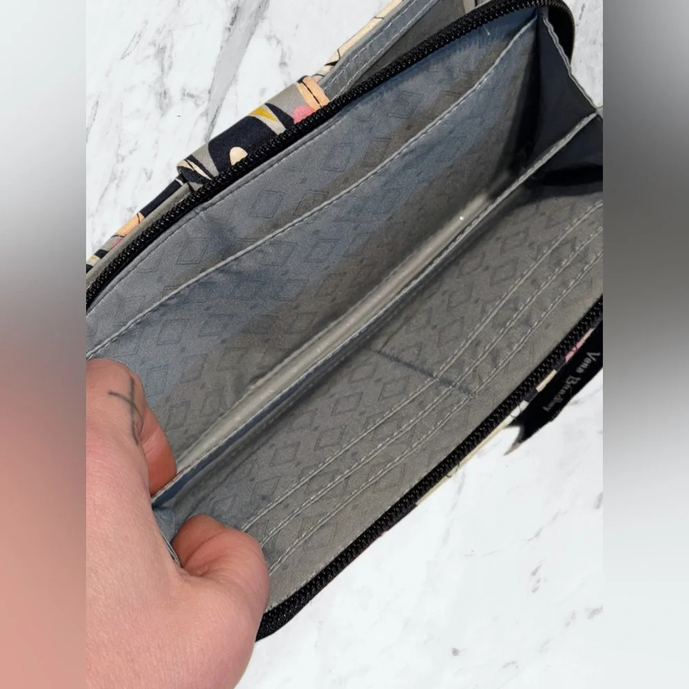 Vera Bradley Navy Floral Quilted Turn-Lock Wallet with Pink and Coral Accents - Picture 4 of 4